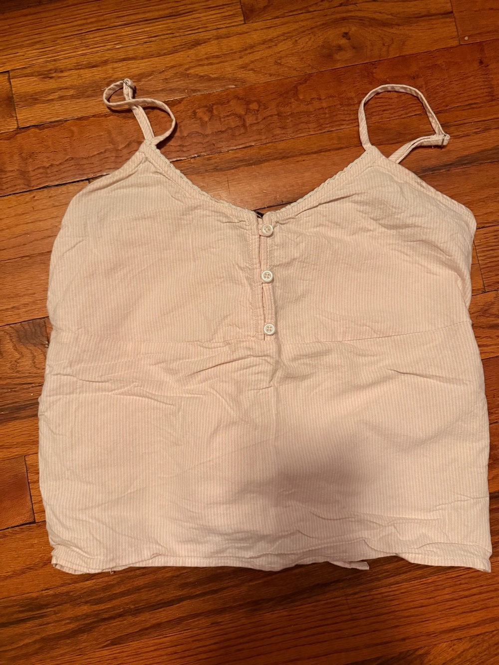 Brandy Melville Pink & White Ribbed Button Cami Tank
